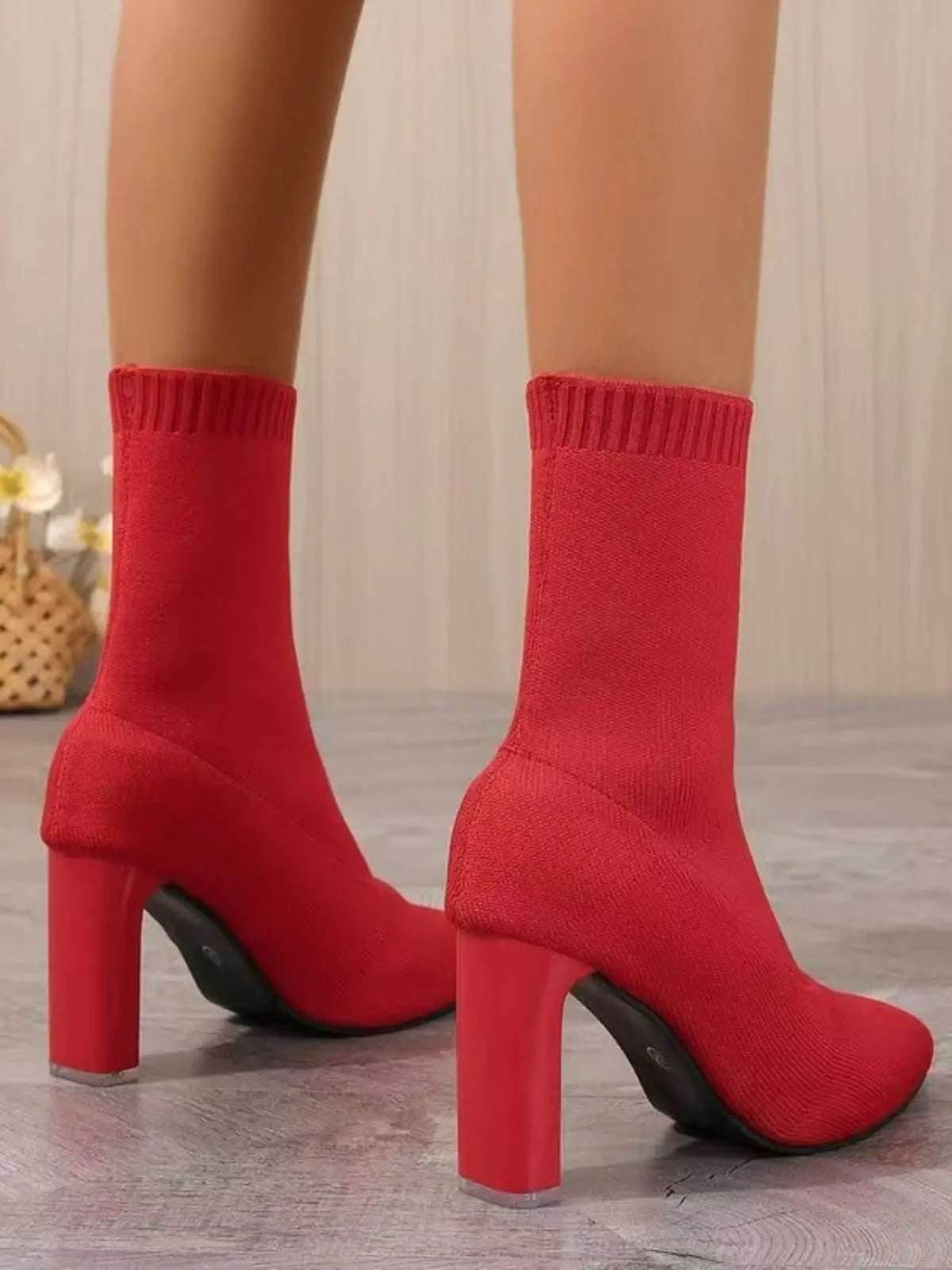 Point Toe Block Heel Boots - KADAUT