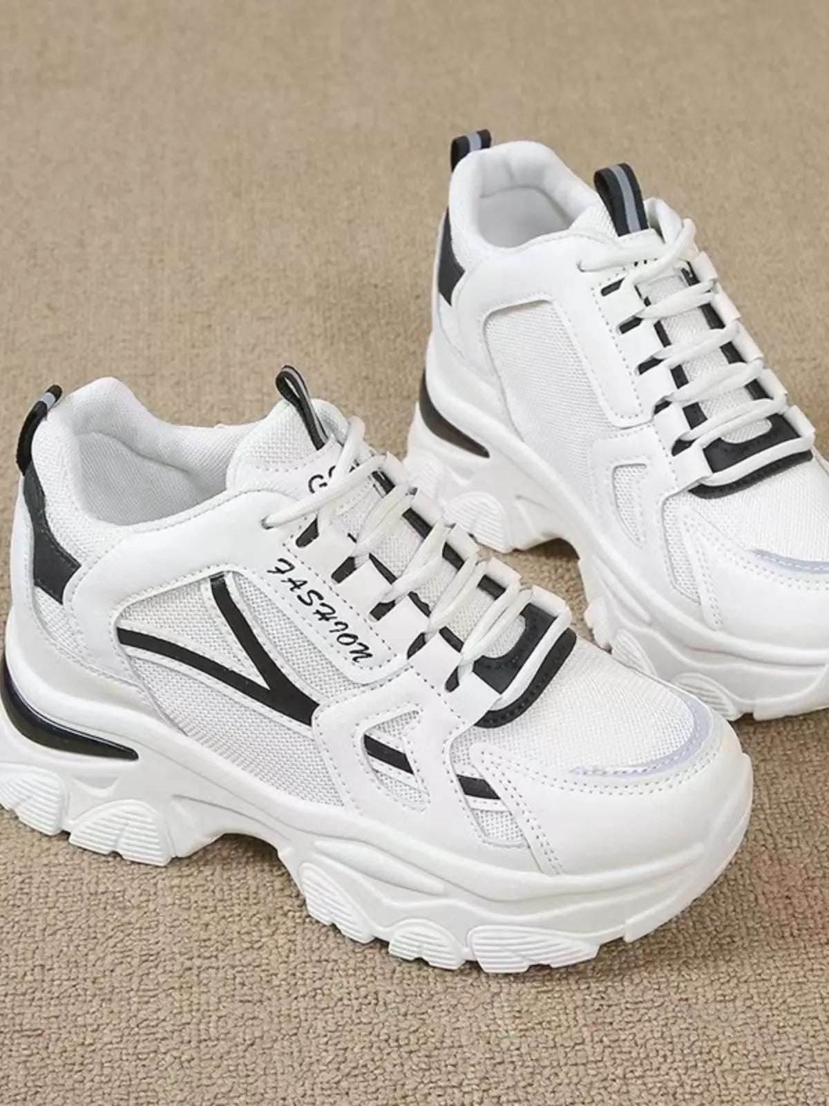 Mesh Lace Up Platform Sneakers - KADAUT