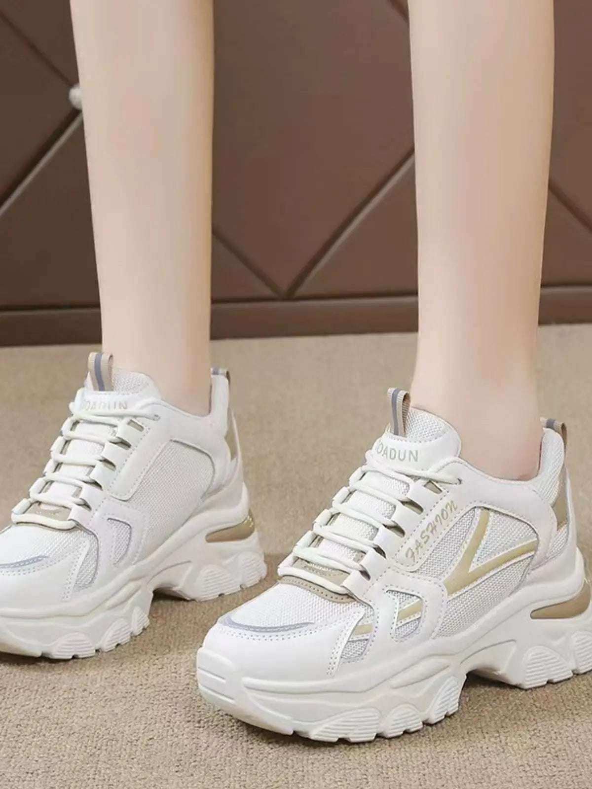 Mesh Lace Up Platform Sneakers - KADAUT