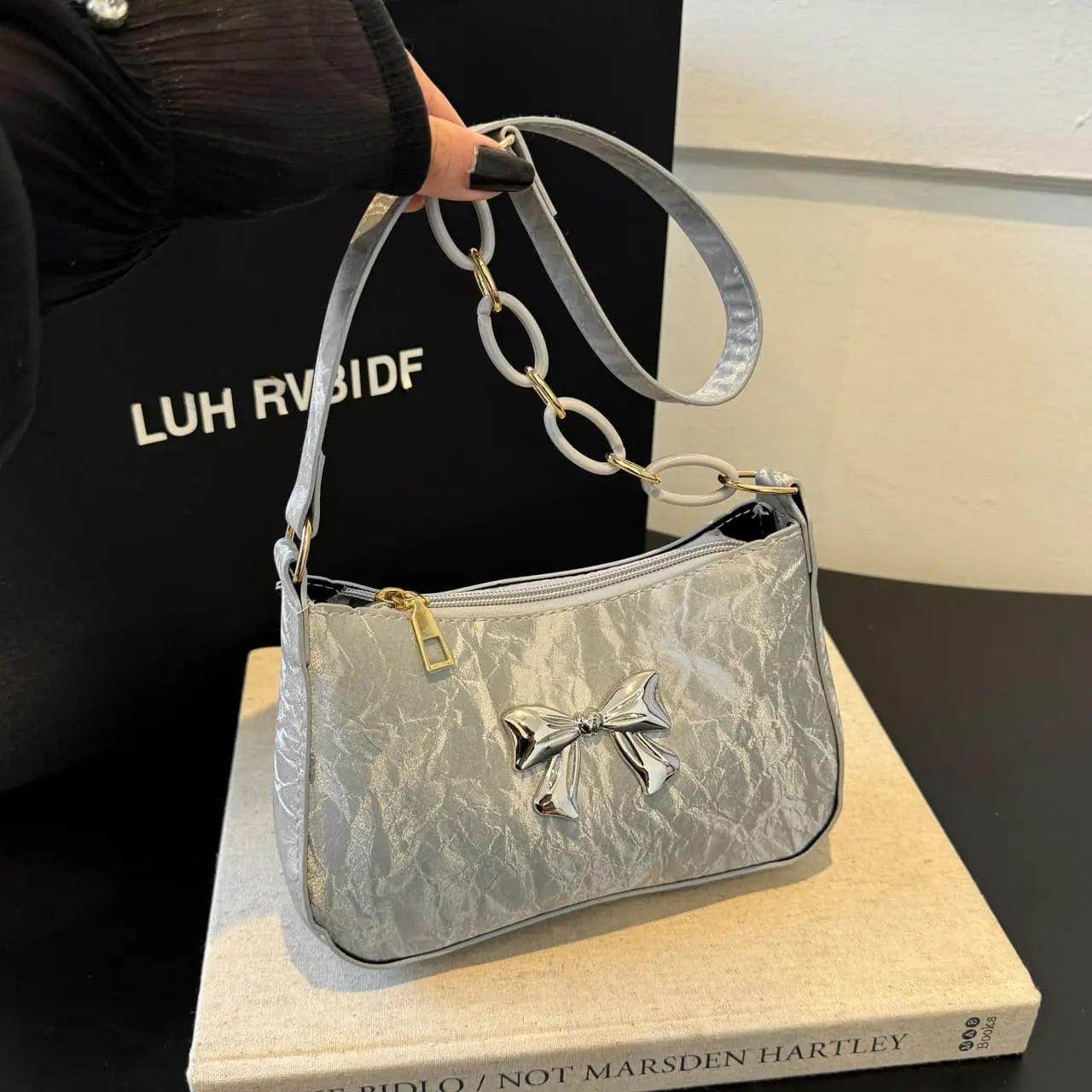 Bow PU Leather Shoulder Bag - KADAUT