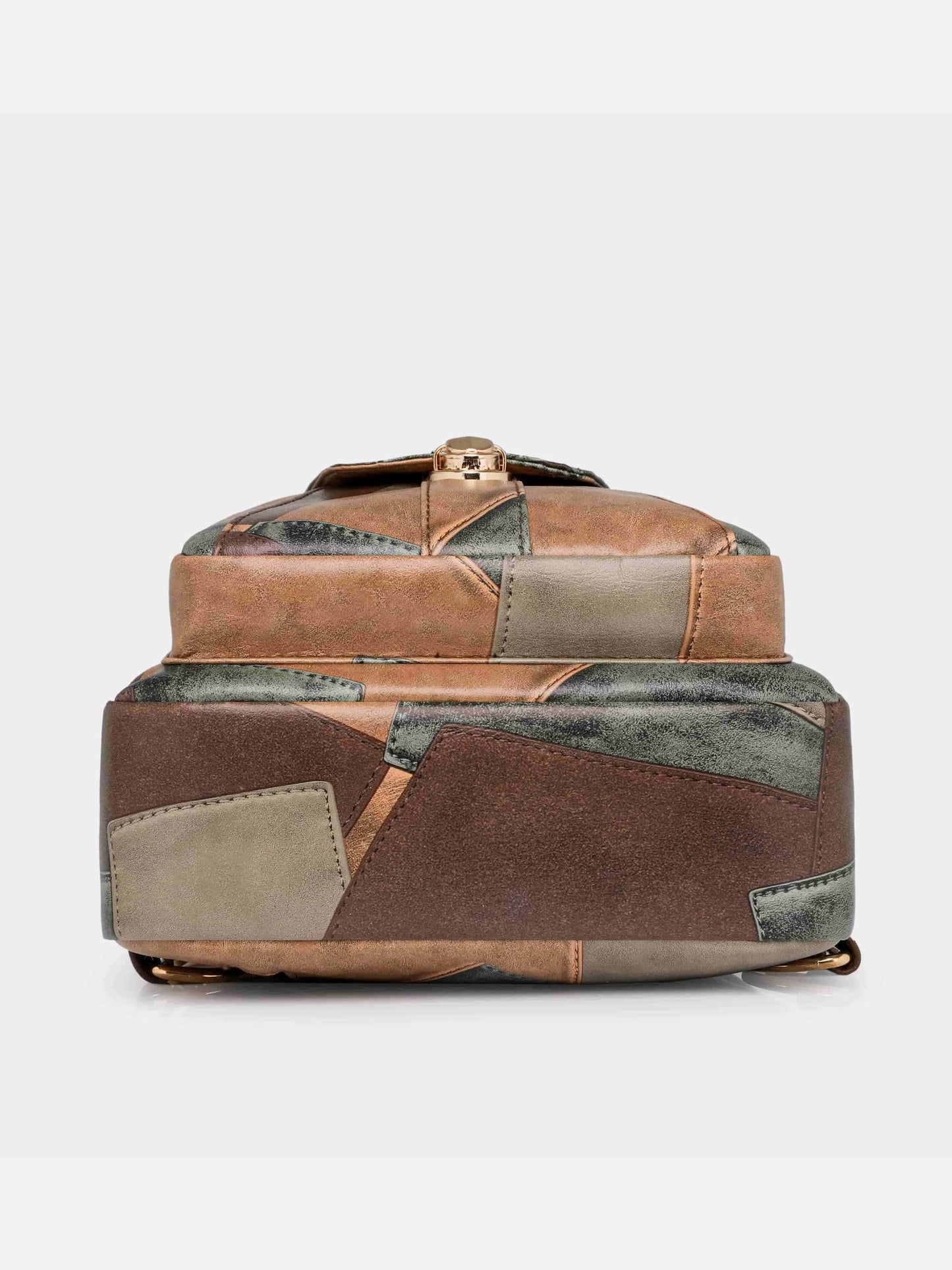 PU Leather Color Block Crossbody Bag - KADAUT
