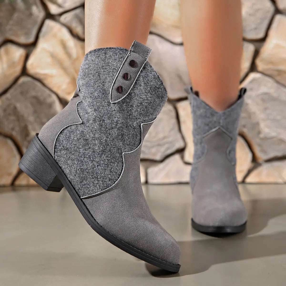 Suede Point Toe Block Heel Boots - KADAUT