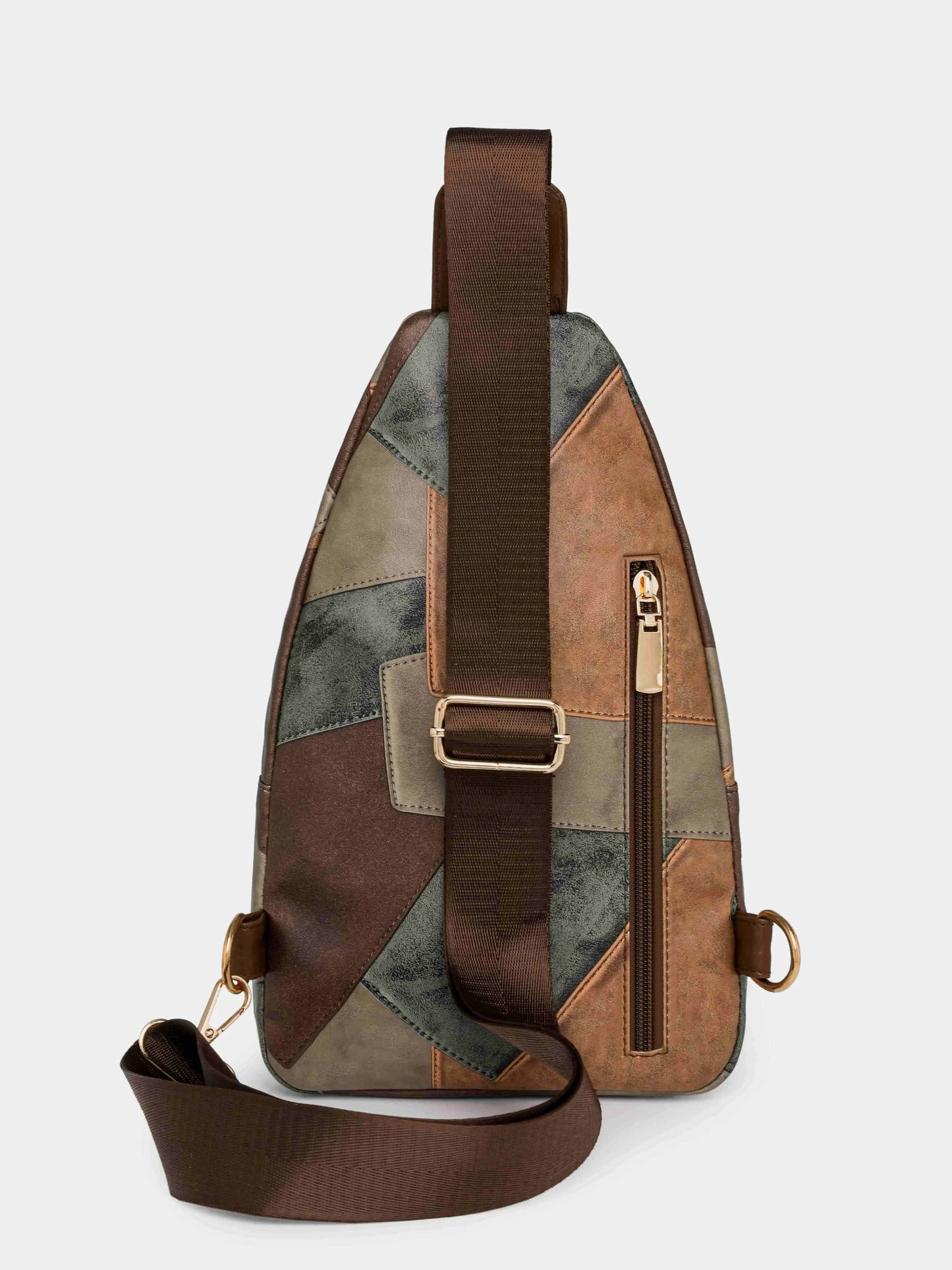PU Leather Color Block Crossbody Bag - KADAUT