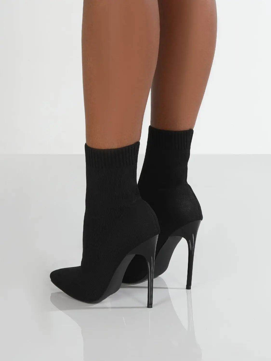 Mesh Point Toe Stiletto Boots - KADAUT