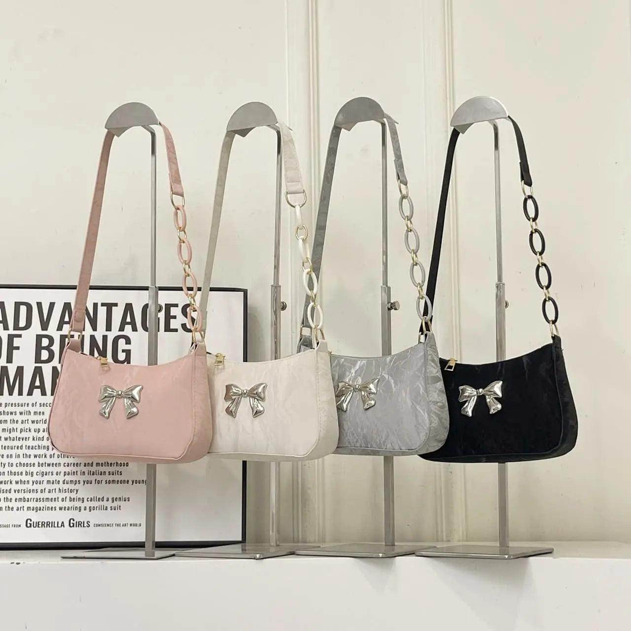 Bow PU Leather Shoulder Bag - KADAUT