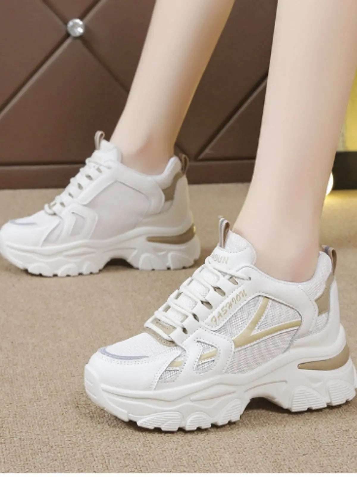 Mesh Lace Up Platform Sneakers - KADAUT