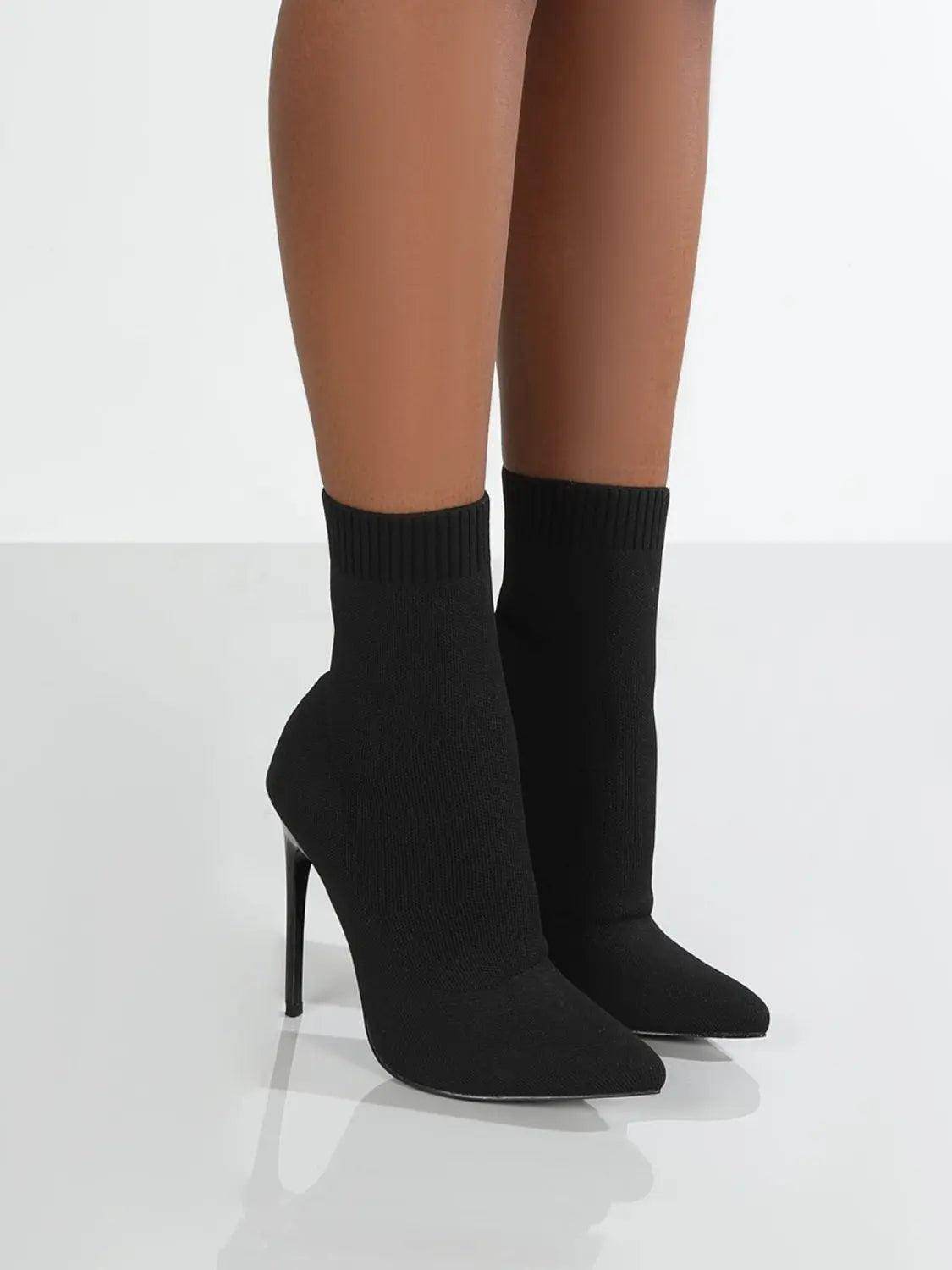 Mesh Point Toe Stiletto Boots - KADAUT