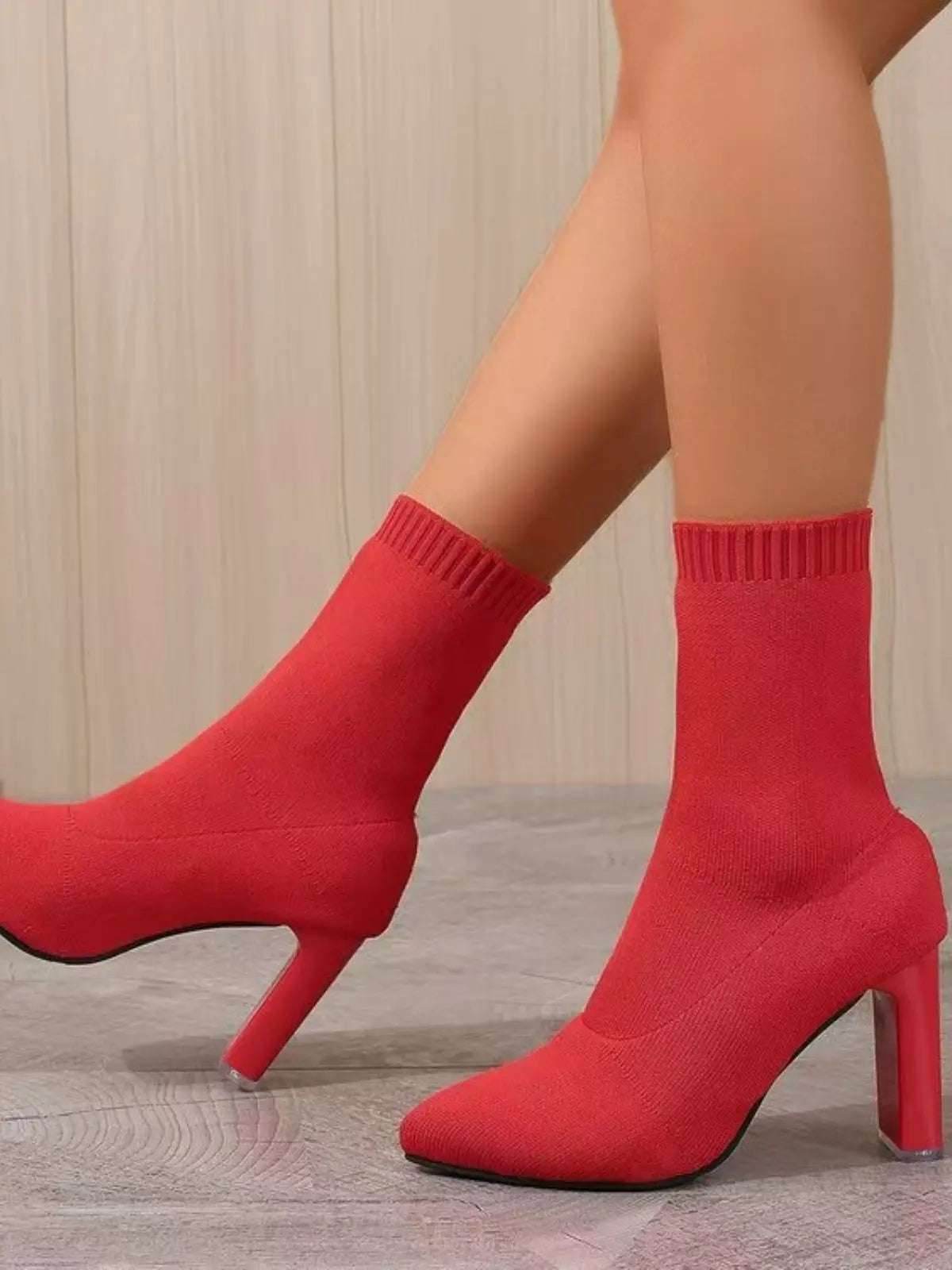 Point Toe Block Heel Boots - KADAUT