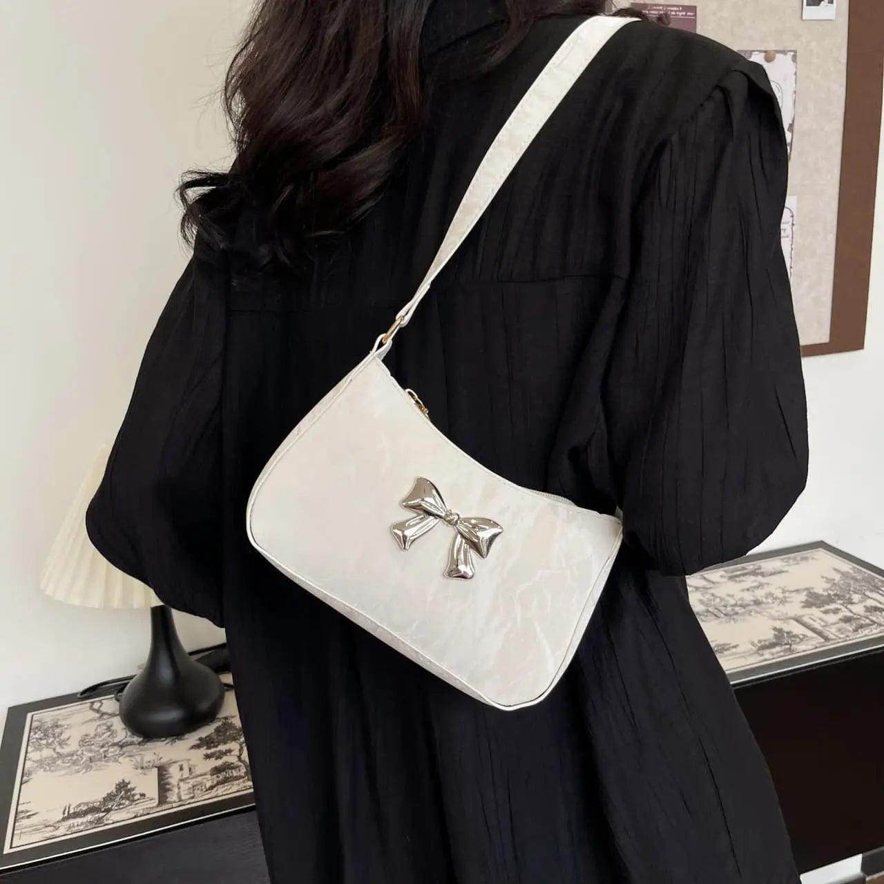 Bow PU Leather Shoulder Bag - KADAUT