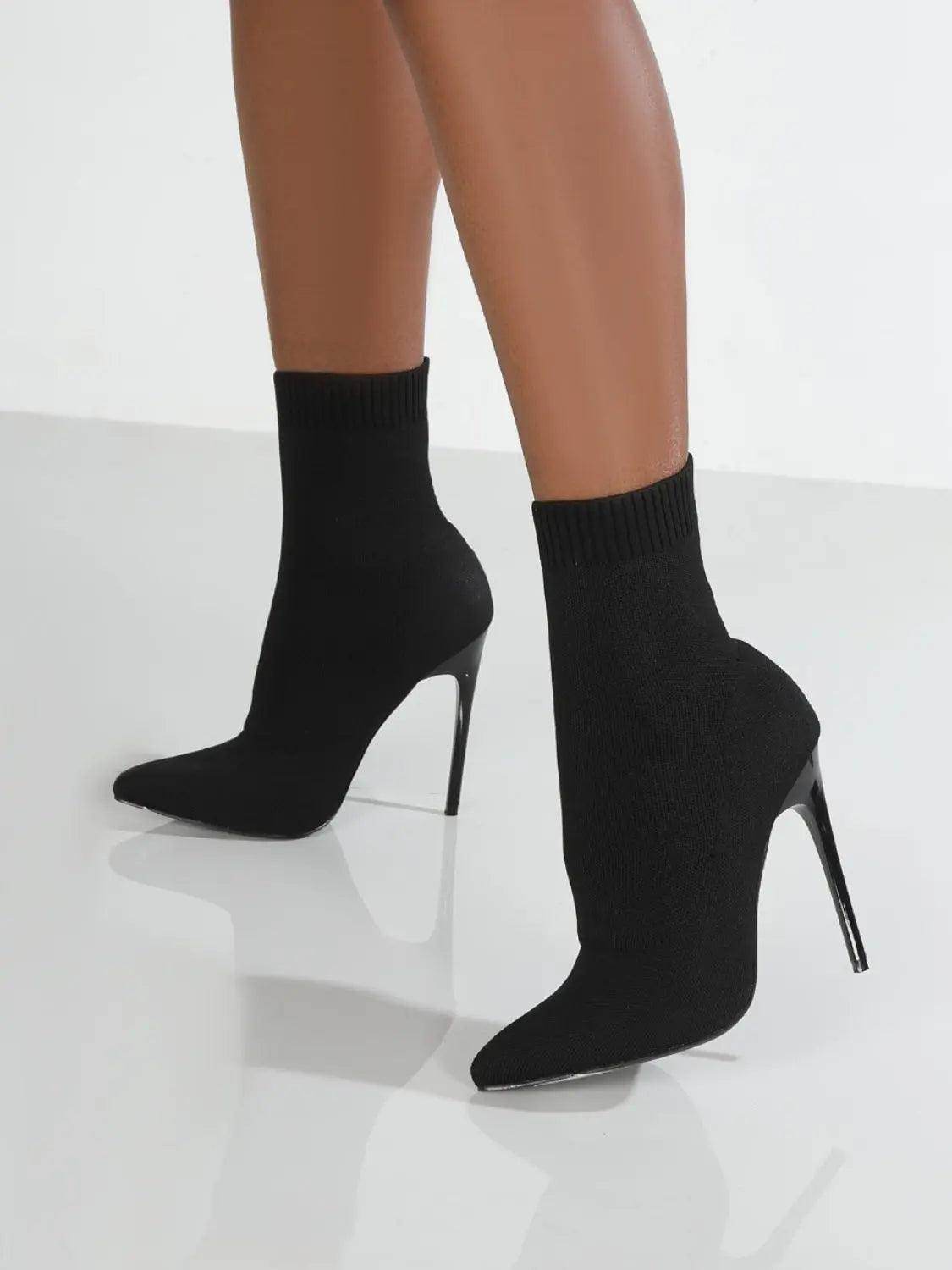 Mesh Point Toe Stiletto Boots - KADAUT