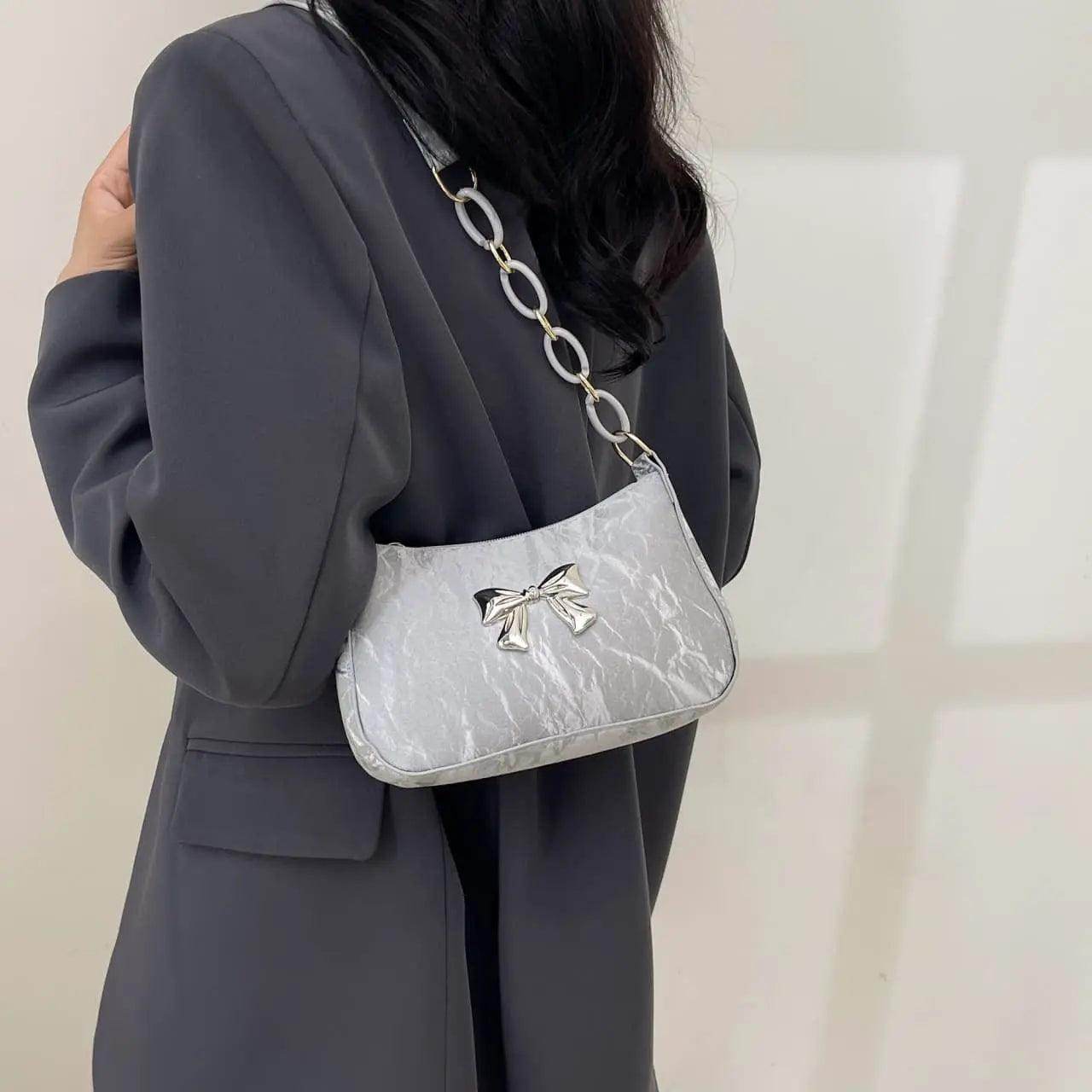Bow PU Leather Shoulder Bag - KADAUT