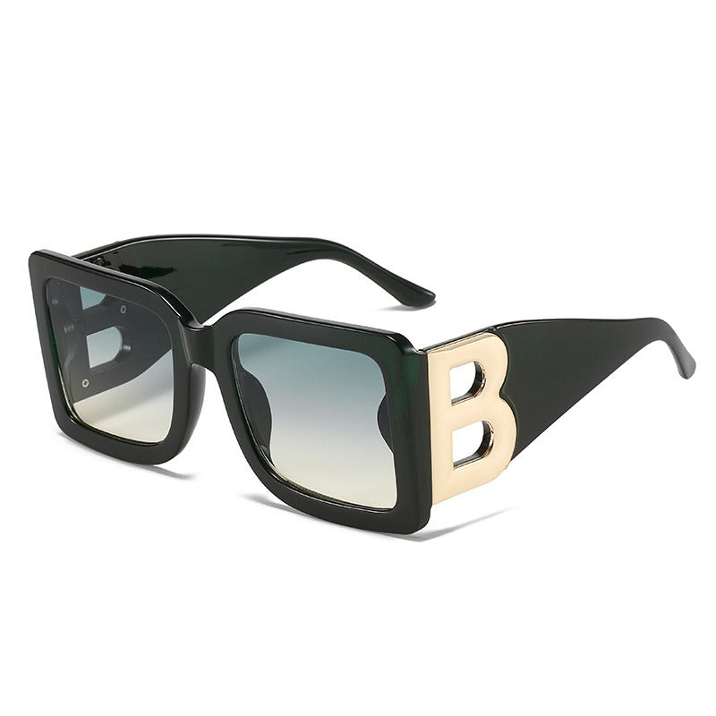 Large frame square sunglasses with B-leg