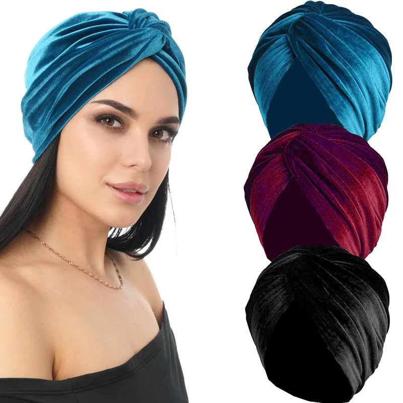 Women Velvet Turban Hat Headband