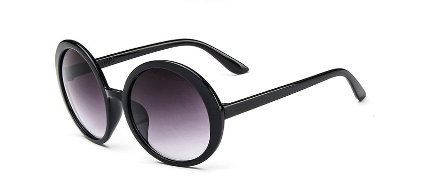 Vintage Small Round Sunglasses Luxury Brand Black Plastic Frame