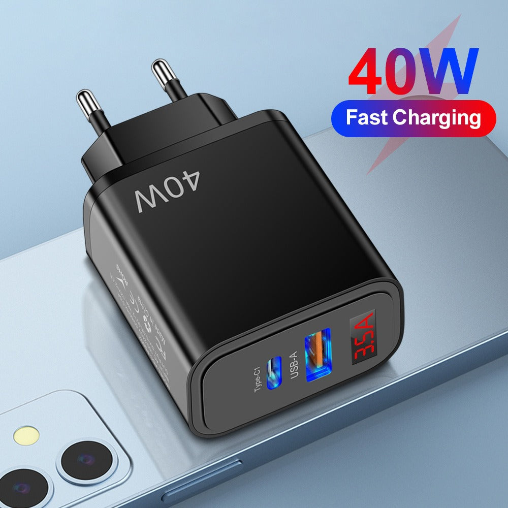 Digital display mobile phone charger PD+USB fast charging