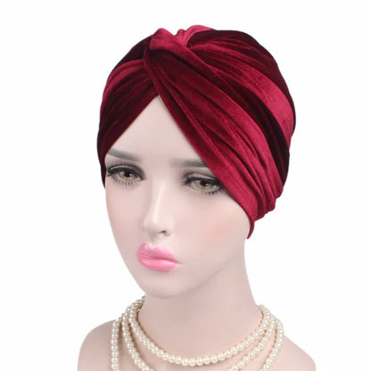 Women Velvet Turban Hat Headband