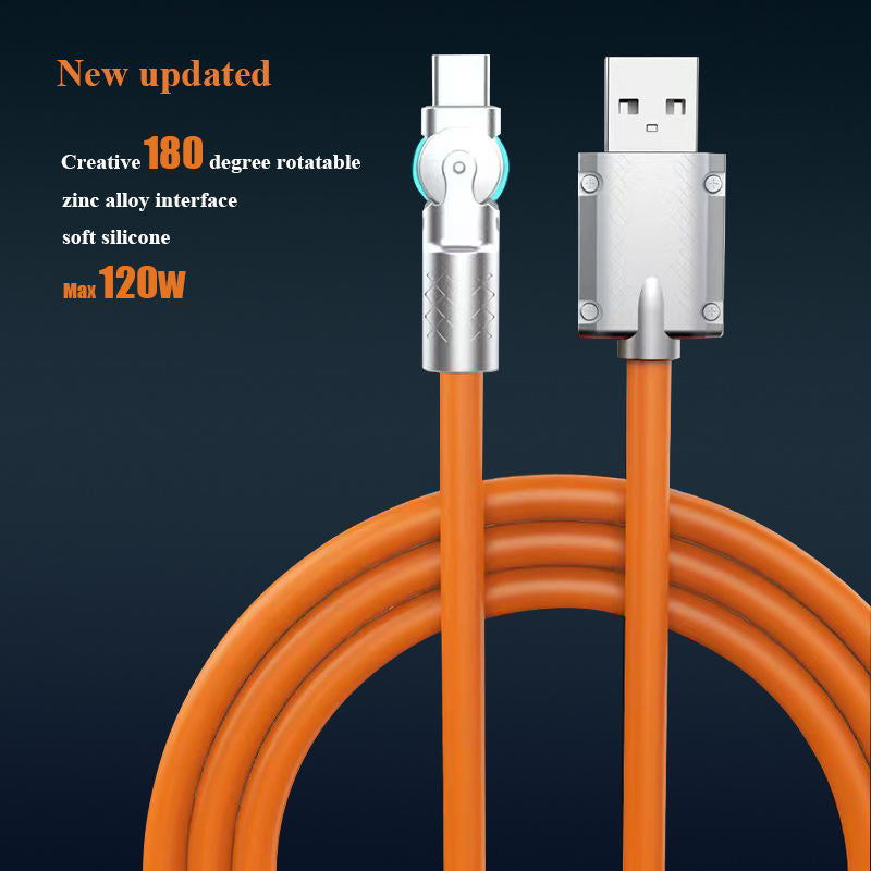 New Rotary Type-C Data Cable Super Fast Charging Cable for Huawei Apple Xiaomi