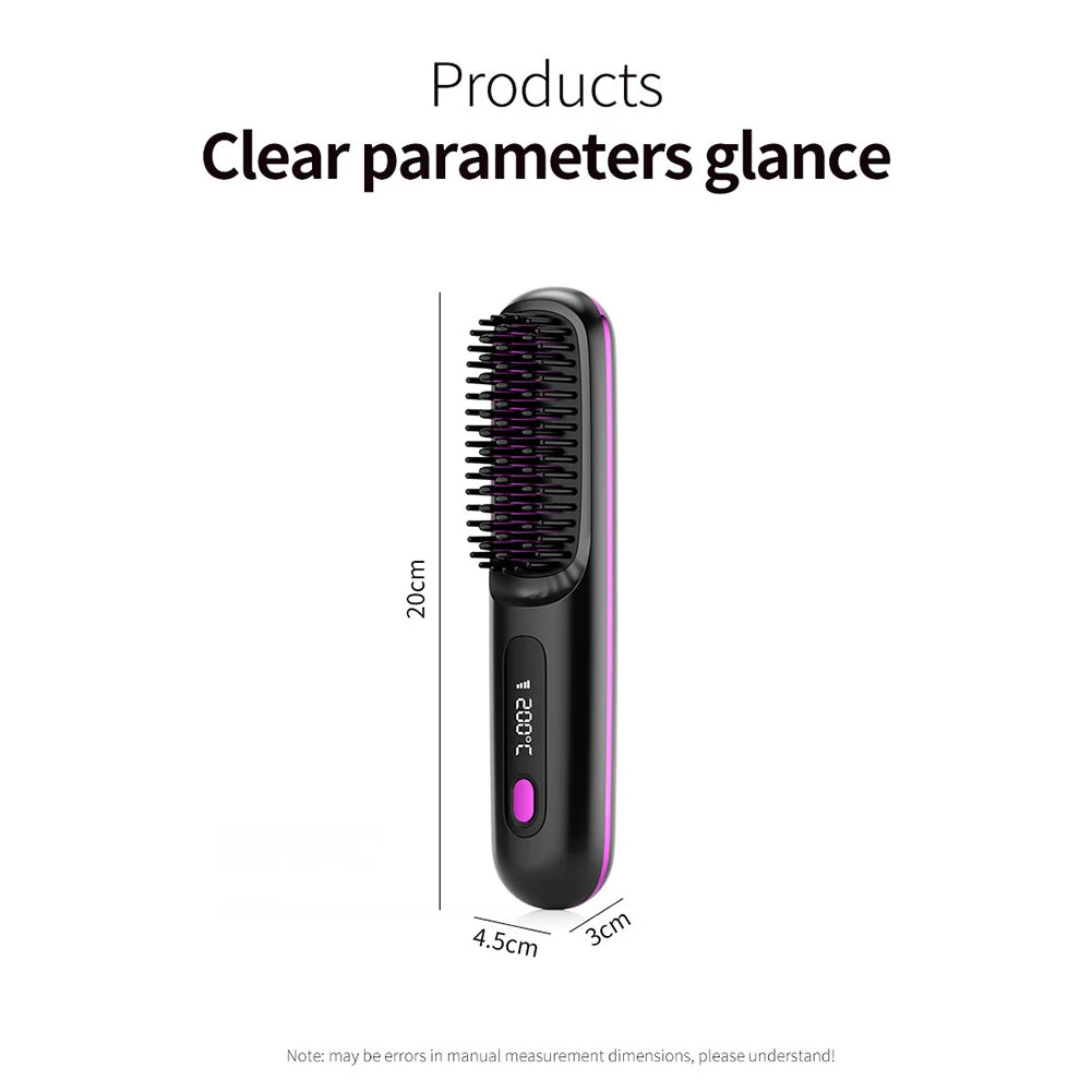 LCD wireless straightening comb rechargeable ceramic electric comb