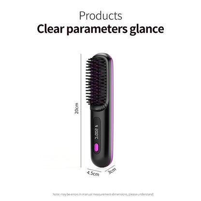 LCD wireless straightening comb rechargeable ceramic electric comb