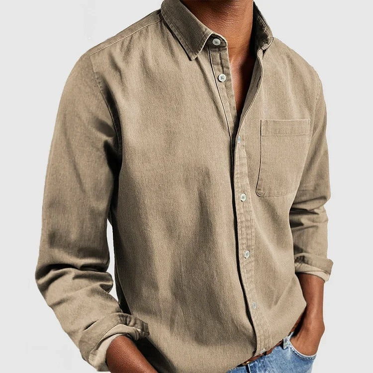 Men's Shirt New Long Sleeve Lapel