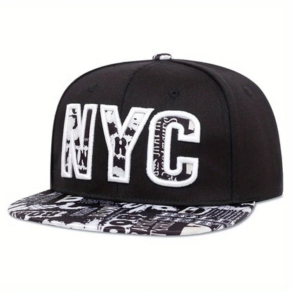 Flat brimmed hat street dance embroidery NYC hip-hop hat