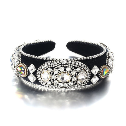 Baroque retro inlaid colored rhinestone sponge hair accessories