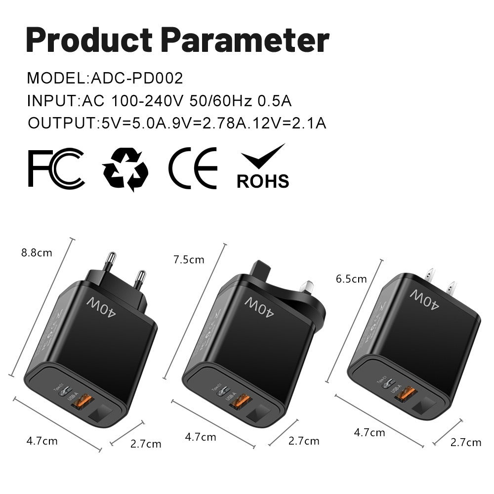 Digital display mobile phone charger PD+USB fast charging