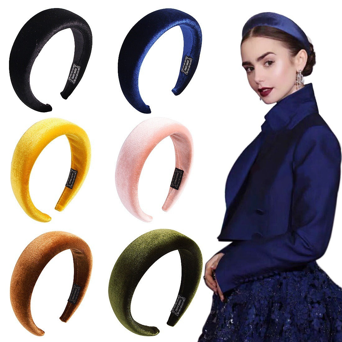 Wide edge velvet sponge hair clip for women