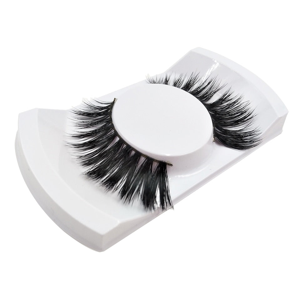 Women Theatrical Makeup Real Mink Hair 3D Fake Lashes Full Strip Lashes