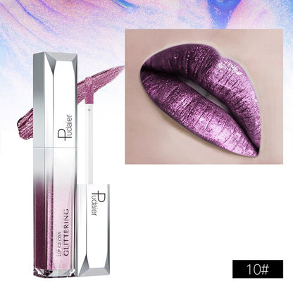 Metallic Glitter Shine Full Color Lipstick Makeup Long-lasting