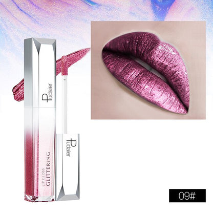 Metallic Glitter Shine Full Color Lipstick Makeup Long-lasting