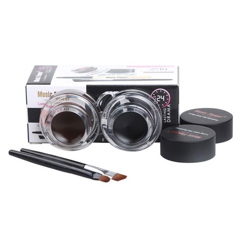 2 in 1 Coffee + Black Gel Eyeliner Make Up Waterproof Eye Liner Set