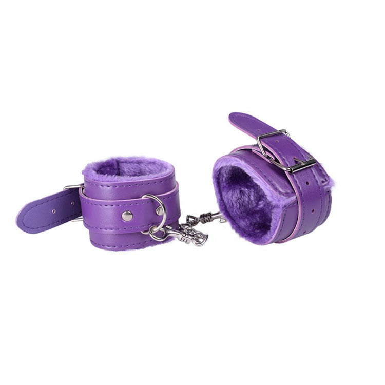 Funny Leather Plush Handcuffs Alternative Toys Binding Tease Shackle Handcuffs