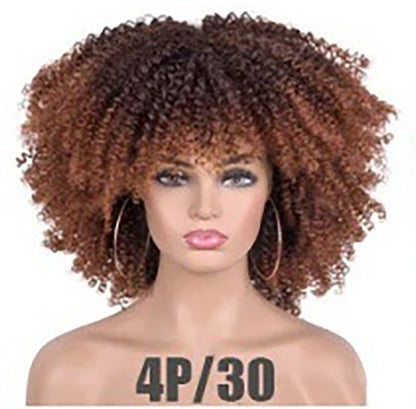 African Small Curly Hair Explosion Head Black Chemical Fiber Wig Full Head Set