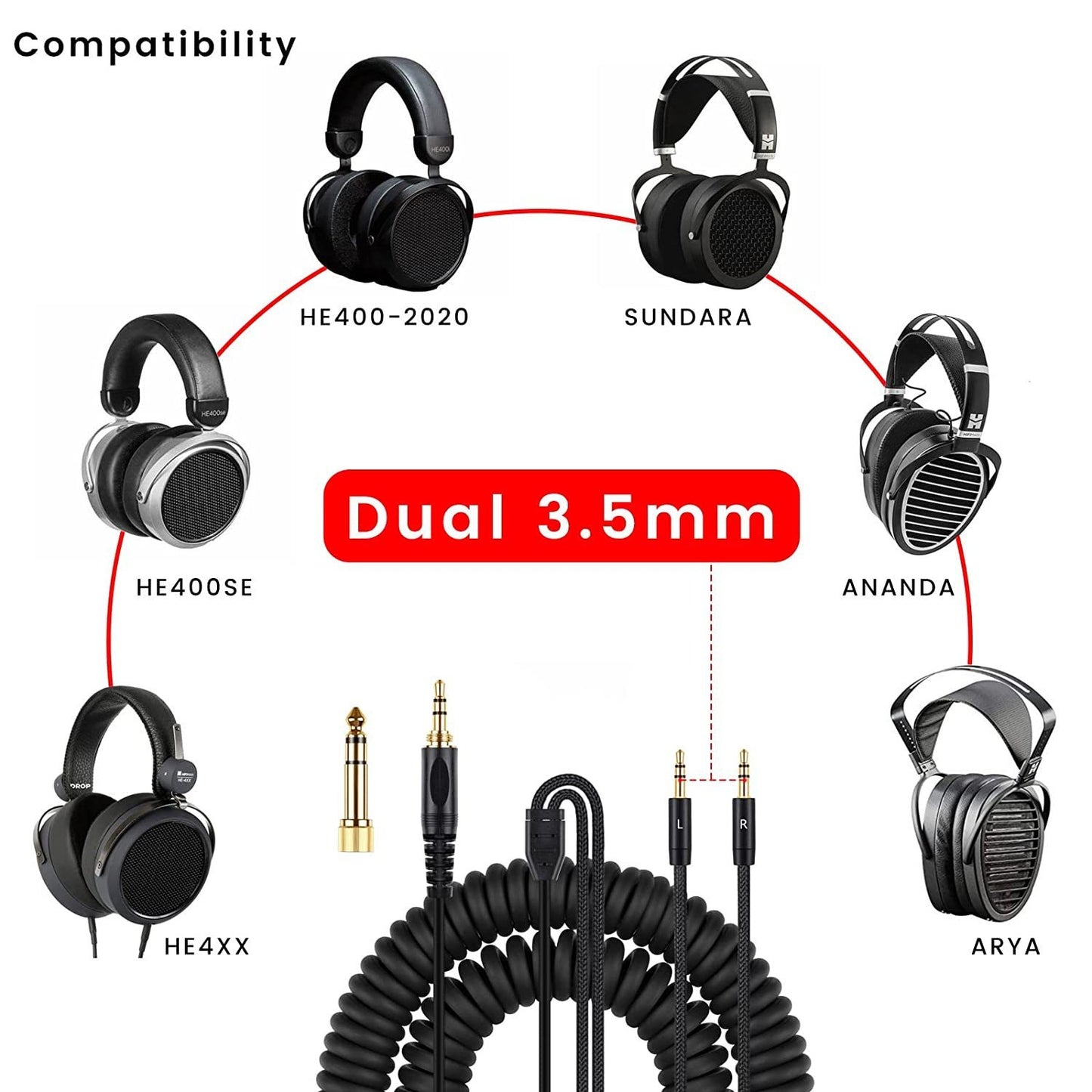 Dual 3.5mm headphone spring cables