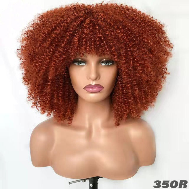 African Small Curly Hair Explosion Head Black Chemical Fiber Wig Full Head Set