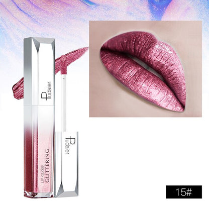 Metallic Glitter Shine Full Color Lipstick Makeup Long-lasting