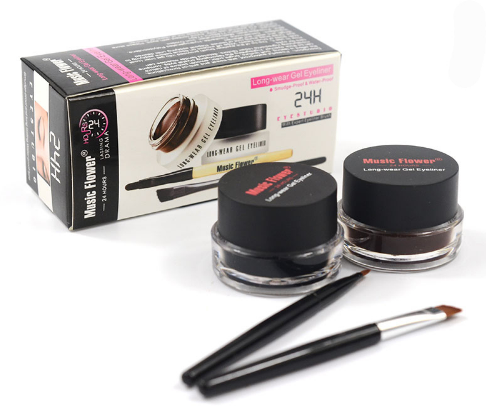 2 in 1 Coffee + Black Gel Eyeliner Make Up Waterproof Eye Liner Set