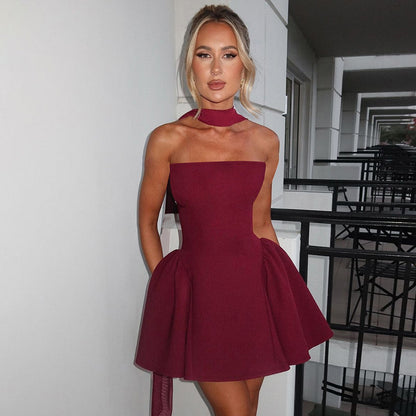 Sexy Tube Top Dress With Back Zipper Design