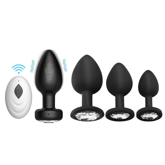 Rechargeable 10-Frequency Vibrating Anal Plug Set g-Spot posterior