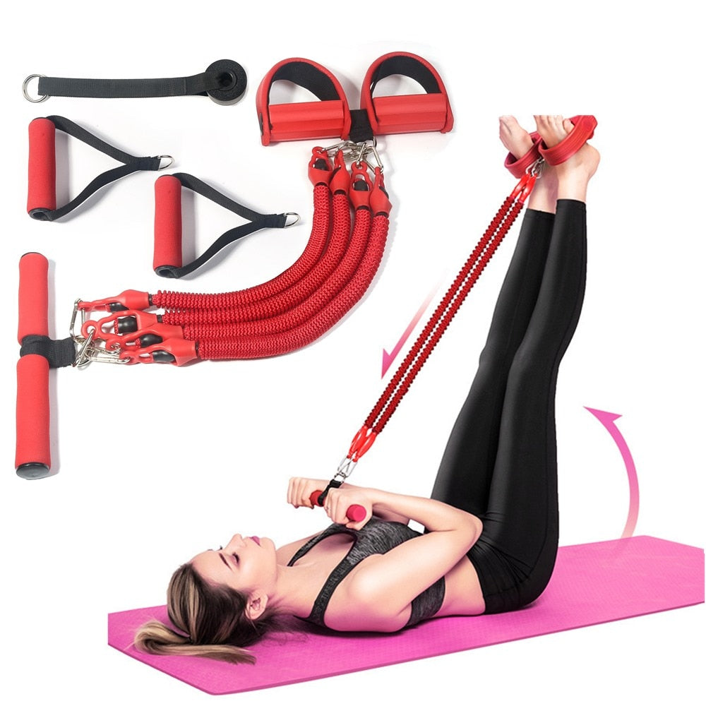 11Pcs Multifunction Sit-up Resistance Band 4-Tube Latex Elastic