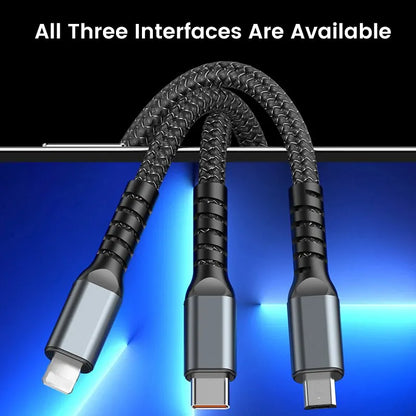 3 In 1 Usb 100w Cable For Fast Charging And Data Mini Usb Type C Micro