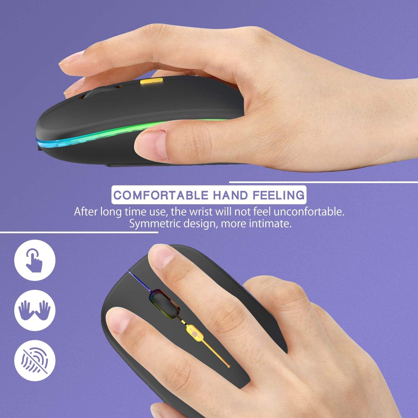 Wireless Mouse Bluetooth RGB Rechargeable