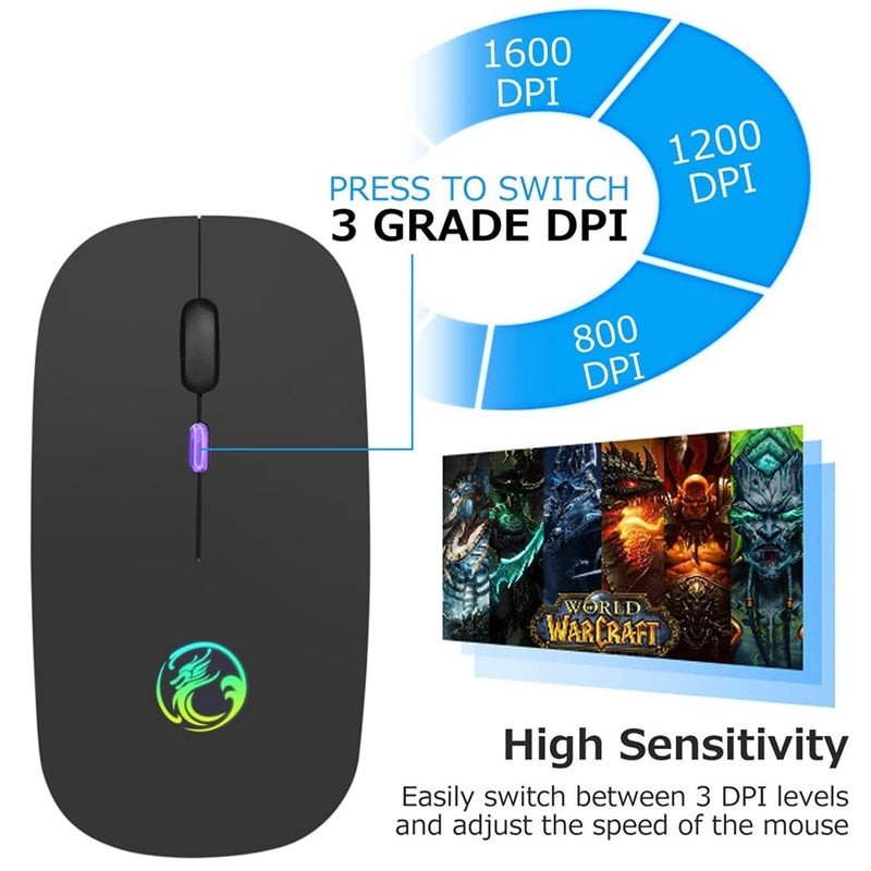 Silent Mause LED Backlit Ergonomic Gaming Mouse For Laptop PC