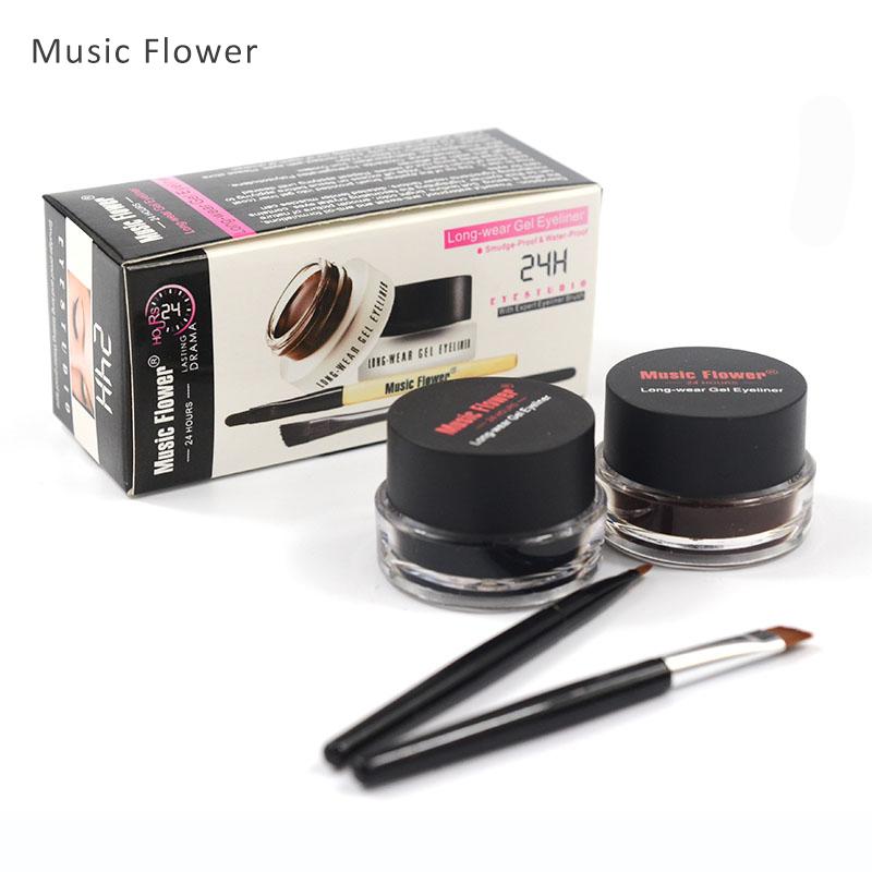 2 in 1 Coffee + Black Gel Eyeliner Make Up Waterproof Eye Liner Set