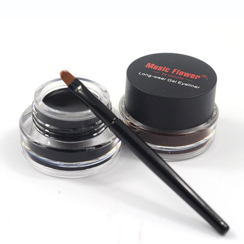 2 in 1 Coffee + Black Gel Eyeliner Make Up Waterproof Eye Liner Set