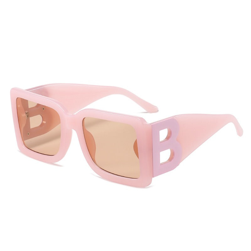 Large frame square sunglasses with B-leg