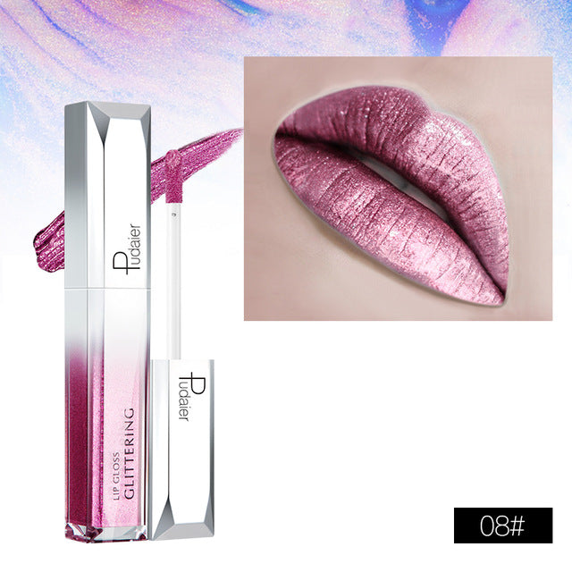 Metallic Glitter Shine Full Color Lipstick Makeup Long-lasting