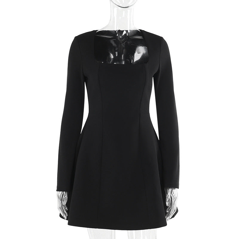 Women's Clothing Slim Fit Square Collar Long Sleeve