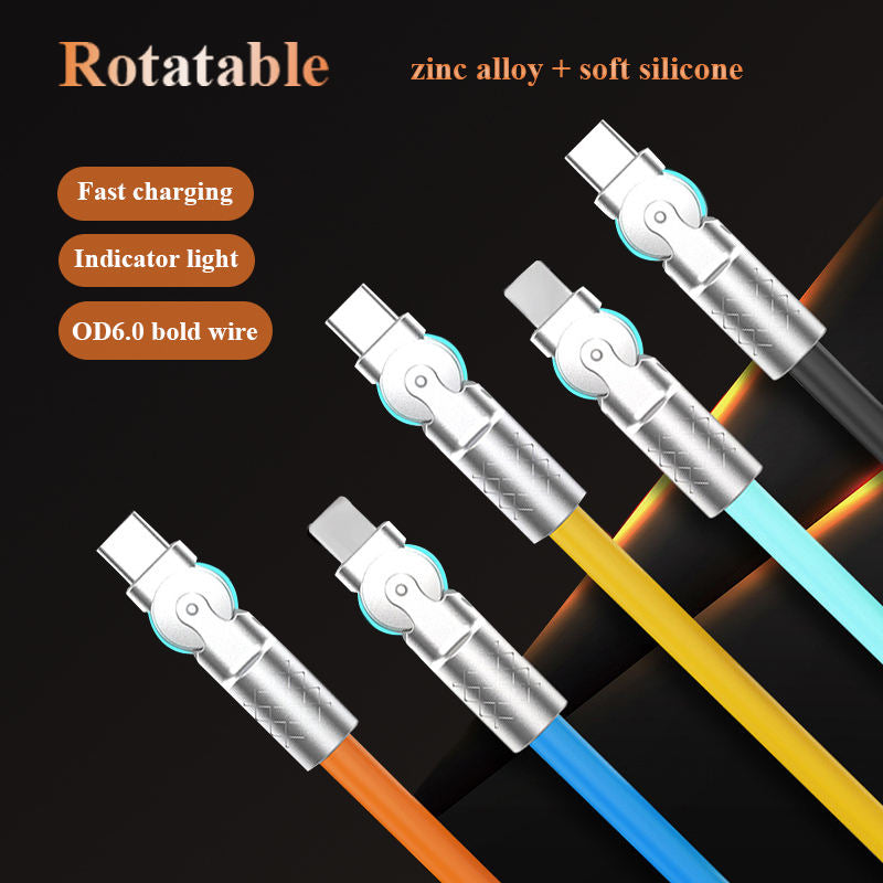 New Rotary Type-C Data Cable Super Fast Charging Cable for Huawei Apple Xiaomi